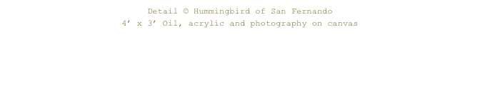 Detail © Hummingbird of San Fernando 
4’ x 3’ Oil, acrylic and photography on canvas 



 
